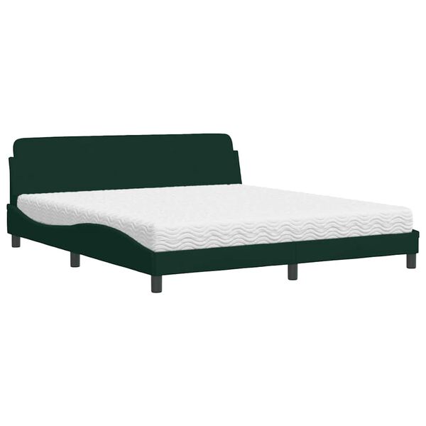 vidaXL Bed with Mattress "Dover" Dark Green 180x200 cm Velvet