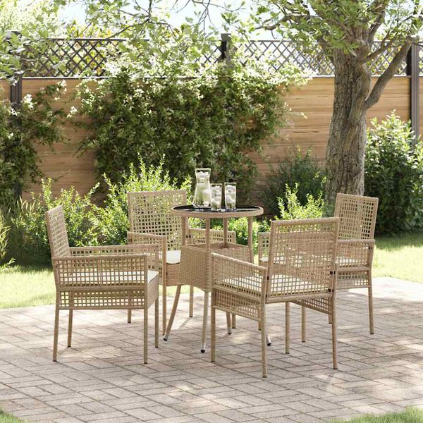 vidaXL Trädgårdsmöbelset 5 pcs Beige Poly rattan