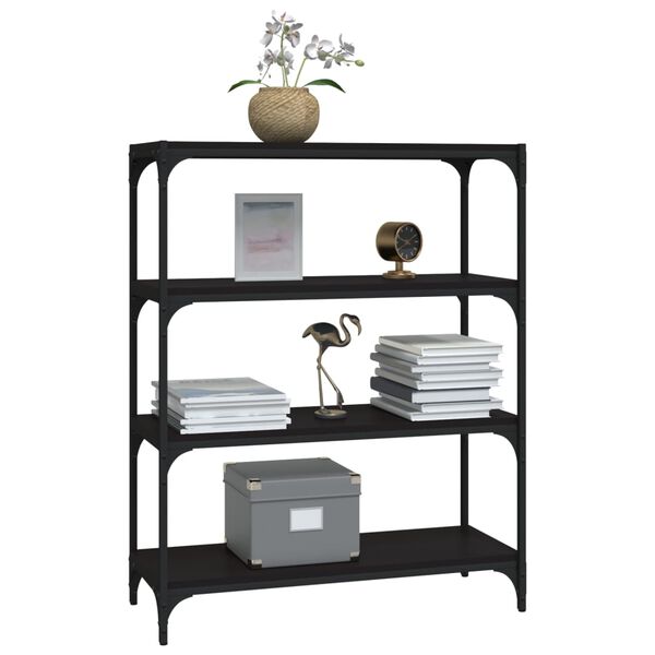 vidaXL Bokhylla svart 80x33x100 cm konstruerat trä och stål