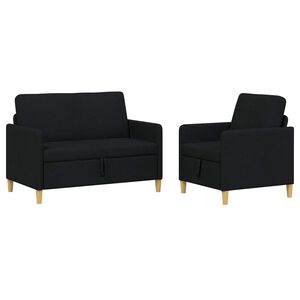 vidaXL Soffgrupp med f&ouml;rvaring 2 st Svart Polyester
