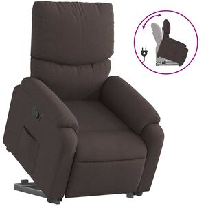 vidaXL Reclinerf&aring;t&ouml;lj med uppresningshj&auml;lp m&ouml;rkbrun tyg