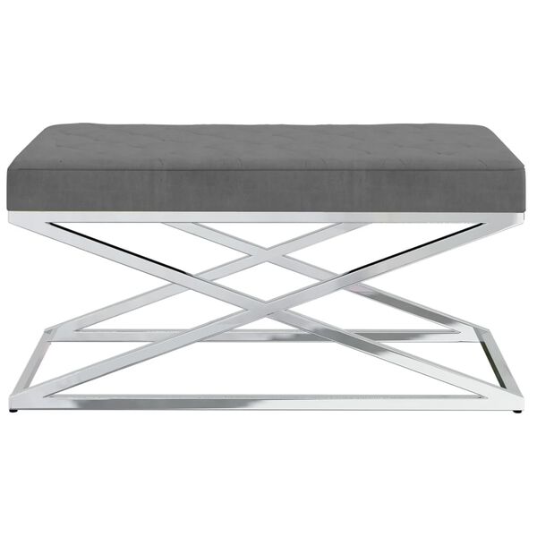 vidaXL B&auml;nk m&ouml;rkgr&aring; sammet och rostfritt st&aring;l