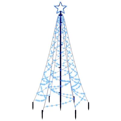 vidaXL Julgran med markspett 200 blåa lysdioder 180 cm