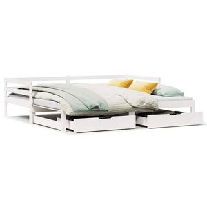 vidaXL Dagb&auml;dd utdragbar med l&aring;dor utan madrass vit 90x190 cm