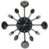 vidaXL V&auml;ggklocka med sked- och gaffeldesign svart 40 cm aluminium