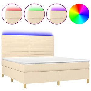 vidaXL Rams&auml;ng med madrass & LED gr&auml;ddvit 180x200 cm tyg