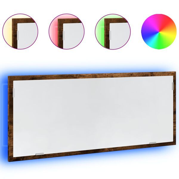 vidaXL Badrumsspegel LEDs r&ouml;kf&auml;rgad ek 100x8,5x37 cm konstruerat tr&auml;