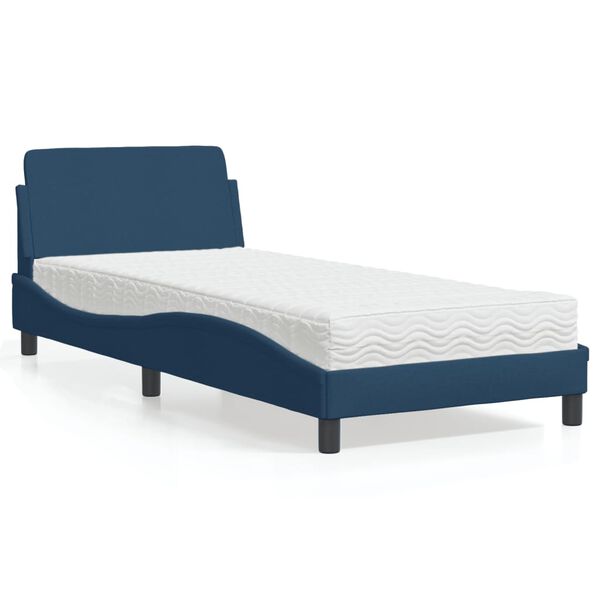 vidaXL Bed with Mattress "Dover" Blue 90x190 cm Fabric