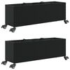 vidaXL Odlingsl&aring;dor med hjul 2 st svart 107x32x38 cm konstrotting