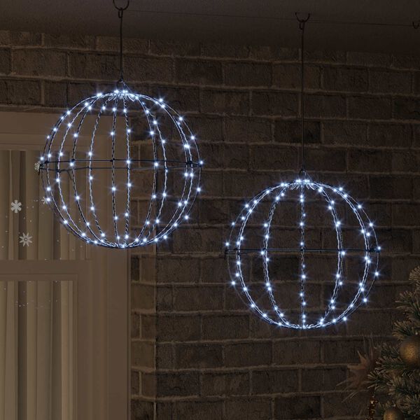 vidaXL Ball 2 pcs Kallvit 40,5 x 40,5 x 42 cm Metall