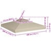 vidaXL Paviljongtak 310 g/m² 3 x 3 m beige