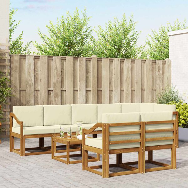 vidaXL Utomhussoffset med kudde 9 pcs Naturlig och Gr&auml;dde