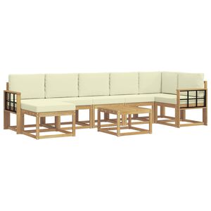vidaXL Utomhussoffset med kudde 8 pcs Vit och gr&auml;dde Polyester