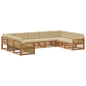 vidaXL Utomhussoffset 9 pcs Naturlig och Beige Massivt Akaciatr&auml;