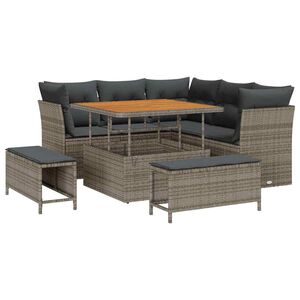 vidaXL Tr&auml;dg&aring;rdsoffset 8 pcs Gr&aring; Polyrotting och pulverlackerad st&aring;l