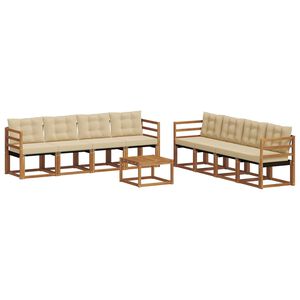 vidaXL Utomhussoffset 9 st Naturlig och Beige