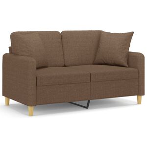 vidaXL 2-sits soffa med prydnadskuddar brun 120 cm tyg