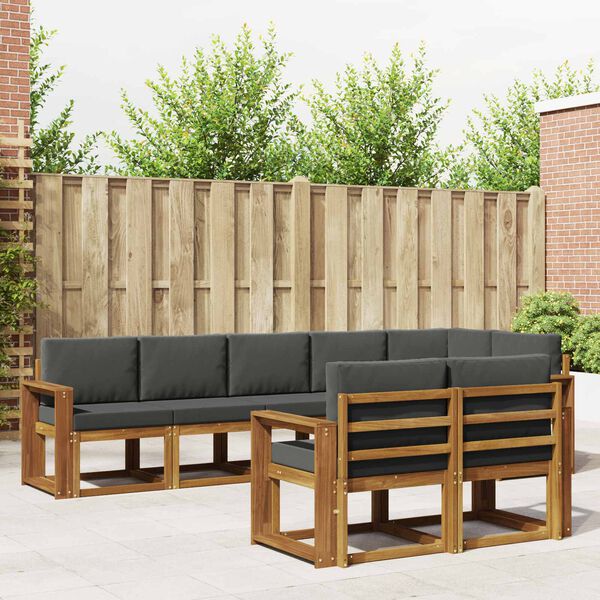 vidaXL Utomhussoffset med kudde 8 pcs Naturlig och Antracit