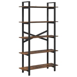 vidaXL Hyllsystem 5 niv&aring;er 100 x 33,5 x 178 cm Konstruerat tr&auml; R&ouml;kt ek