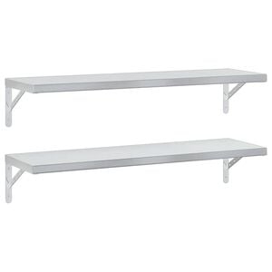 vidaXL V&auml;gghyllor 2 st 100x30 cm silver rostfritt st&aring;l