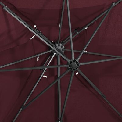 vidaXL Frihängande parasoll med ventilation vinröd 250x250 cm