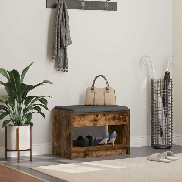 vidaXL Hallb&auml;nk R&ouml;kt Ek 63 x 38 x 45 cm Konstruerat Tr&auml; och Tyg