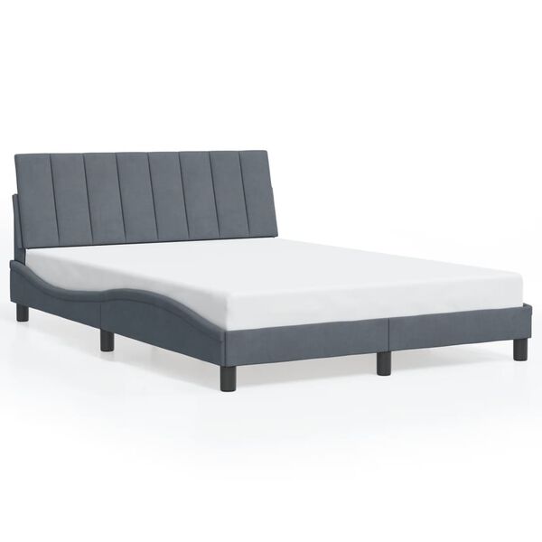 vidaXL Bed Frame without Mattress "Hanko" Dark Grey 120x200 cm Velvet