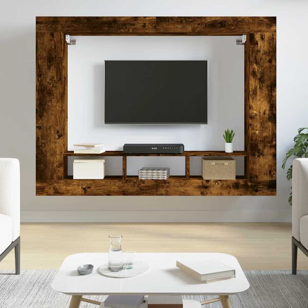 vidaXL Tv-hylla r&ouml;kf&auml;rgad ek 152x22x113 cm konstruerat tr&auml;