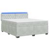 vidaXL Boxspring s&auml;ng med madrass och LED Ljusgr&aring; 160 x 200 cm Sammet