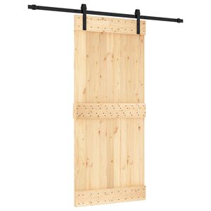 vidaXL Skjutd&ouml;rr Naturlig och svart 90 x 210 cm Massiv furutr&auml;d&ouml;rr