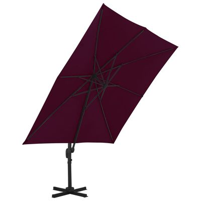 vidaXL Frihängande parasoll med aluminiumstång vinröd 300x300 cm
