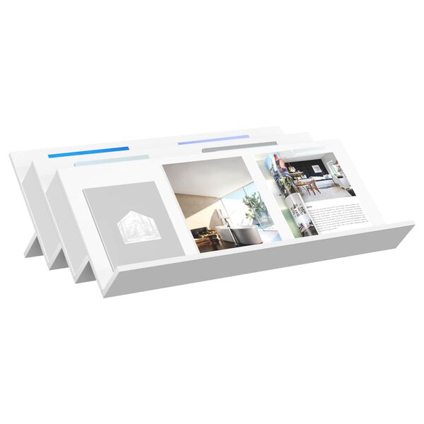 vidaXL Tidningshylla med hylla Vit 90 x 53 x 28,5 cm Konstruerat tr&auml;