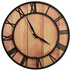 vidaXL V&auml;ggklocka 39 cm brun och svart MDF och j&auml;rn