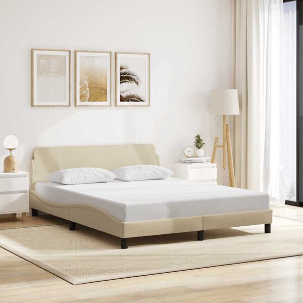 vidaXL Bed Frame "Dover" Cream 160x200 cm Fabric