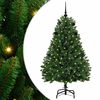 vidaXL Konstgjord julgran 150 cm 150 LED-lampor Varmvit PVC och st&aring;l