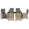 vidaXL Trädgårdsmöbelset 7 pcs Beige konstrotting