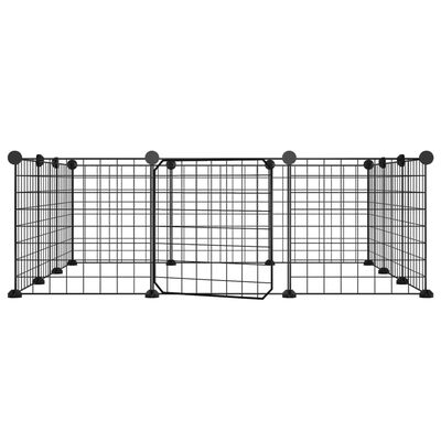 vidaXL Husdjursbur svart 12 paneler 35x35 cm stål