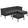vidaXL Loungegrupp med dynor 5 delar konstrotting svart