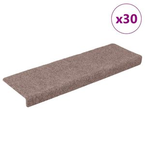 vidaXL Trappmattor sj&auml;lvh&auml;ftande 30 st 65x21x4 cm ljusbrun rektangul&auml;ra kanter