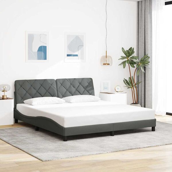 vidaXL Bed Frame without Mattress Dark Grey 180x200 cm Fabric