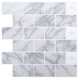 vidaXL Subwaytile 50 st Vit marmor 30 x 30 cm Polyuretan och PET