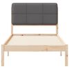 vidaXL Sängram med Klädd Huvudgavel Mörkgrå 90 x 190 cm Massiv furu