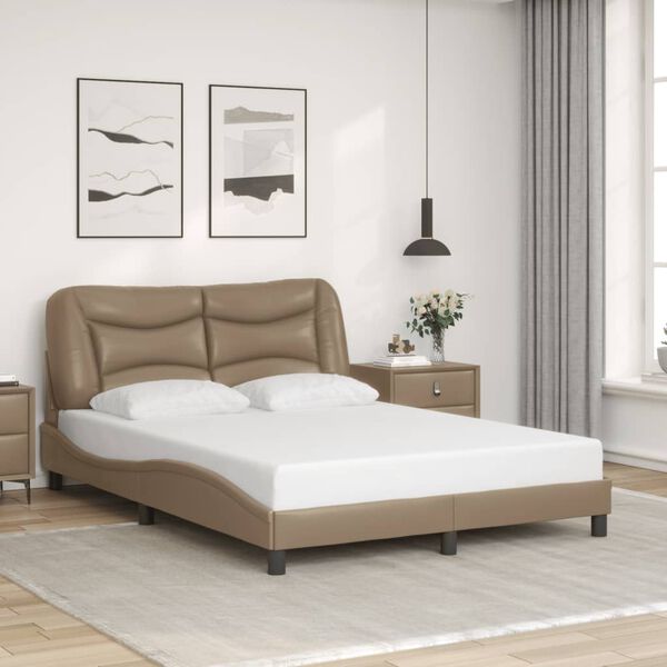 vidaXL Bed Frame without Mattress "Hvar" Cappuccino 140x200 cm Faux Leather