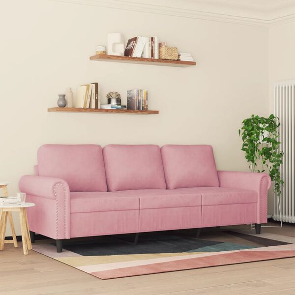 vidaXL 3-sitssoffa rosa 180 cm sammet