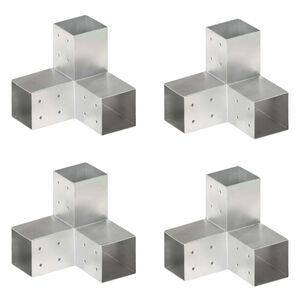 vidaXL Stolpbeslag 4 st Y-form galvaniserad metall 81x81 mm