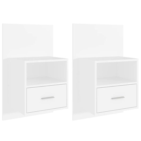 vidaXL V&auml;ggmonterade s&auml;ngbord 2 st vit