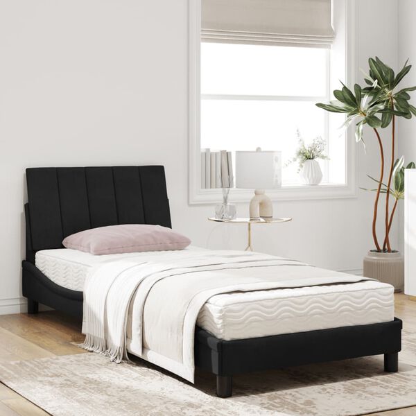vidaXL Bed with Mattress "Hanko" Black 90x200 cm Velvet