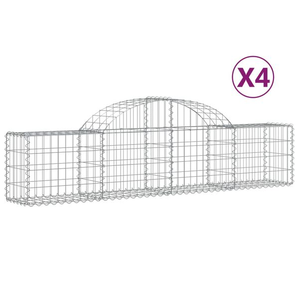 vidaXL Gabion b&aring;gformad 4 st 200x30x40/60 cm galvaniserat j&auml;rn