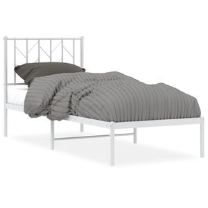vidaXL S&auml;ngram utan madrass med huvudgavel metall vit 75x190 cm