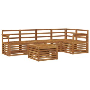 vidaXL Sektionsoffgrupp 6 pcs Naturf&auml;rg Massivt Akaciatr&auml;